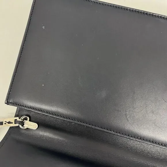 Vintage Salvatore Ferragamo Leather‎ Shoulder Bag or Clutch Navy Blue Rectangle - Picture 14 of 15